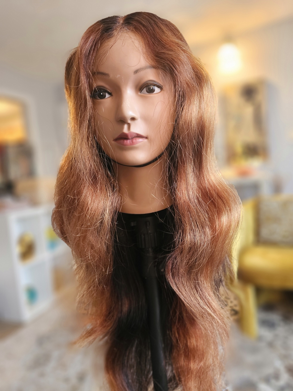 100% Human Hair Copper Balayage, Long Dark Roots